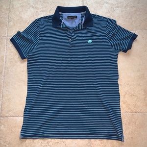 Blue striped shirt sleeve polo shirt